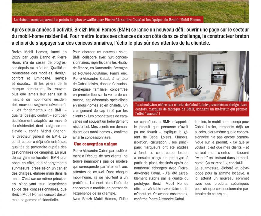 Notre page dans un magazine ! - Cabal Loisirs - résidences mobiles en Normandie