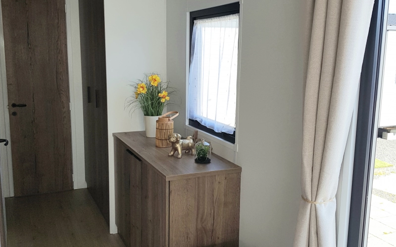 couloir chambre mobil-home en Normandie