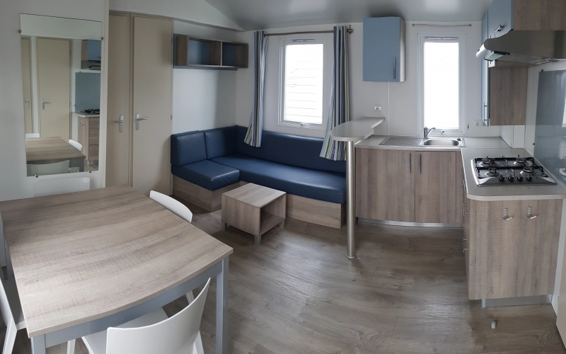 pièce de vie mobil-home en Normandie