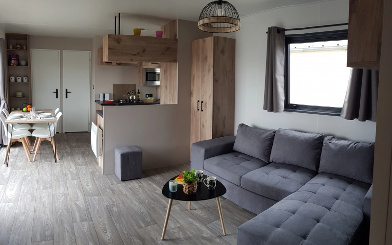 pièce de vie mobil-home en Normandie