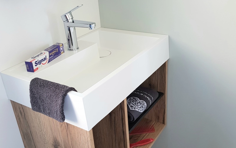 Salle de bain mobil-home en Normandie