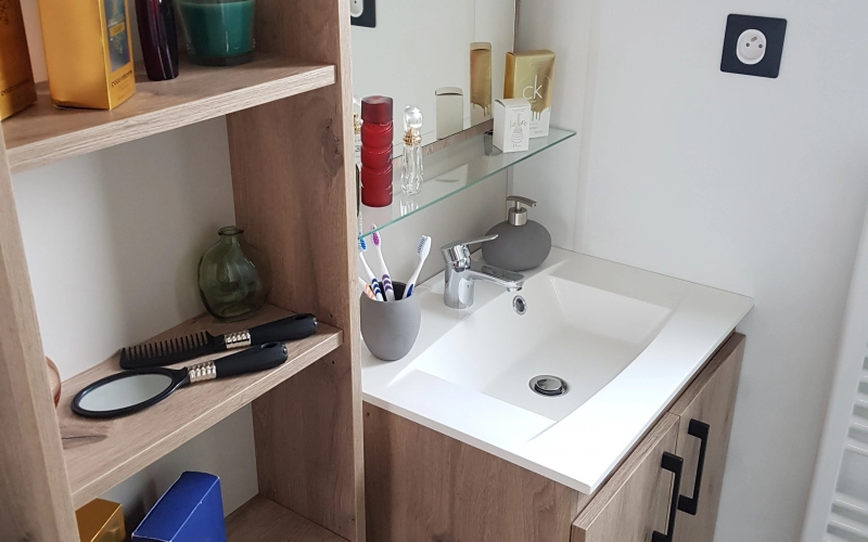 Salle de bain mobil-home en Normandie