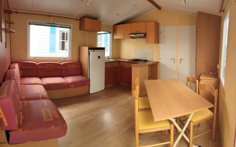 pièce de vie mobil-home en Normandie