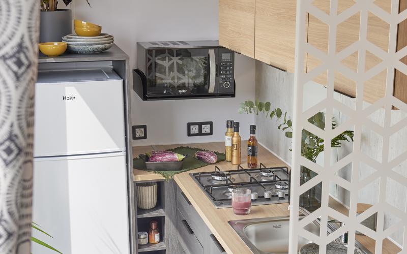 VACANCES GRAND LARGE 3 - cuisine mobil-home en Normandie
