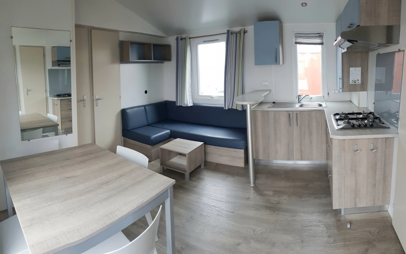 pièce de vie mobil-home en Normandie