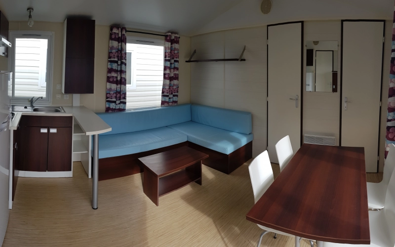 pièce de vie mobil-home en Normandie
