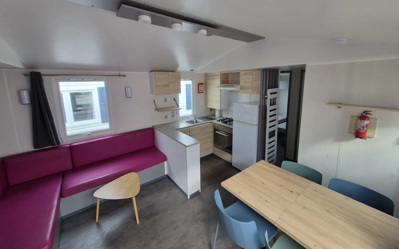 pièce de vie mobil-home en Normandie