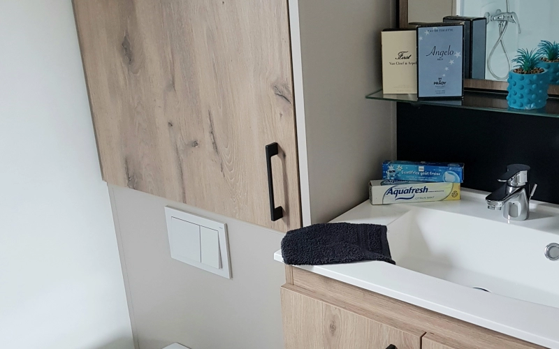 Salle de bain mobil-home en Normandie