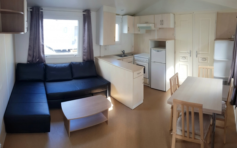 pièce de vie mobil-home en Normandie
