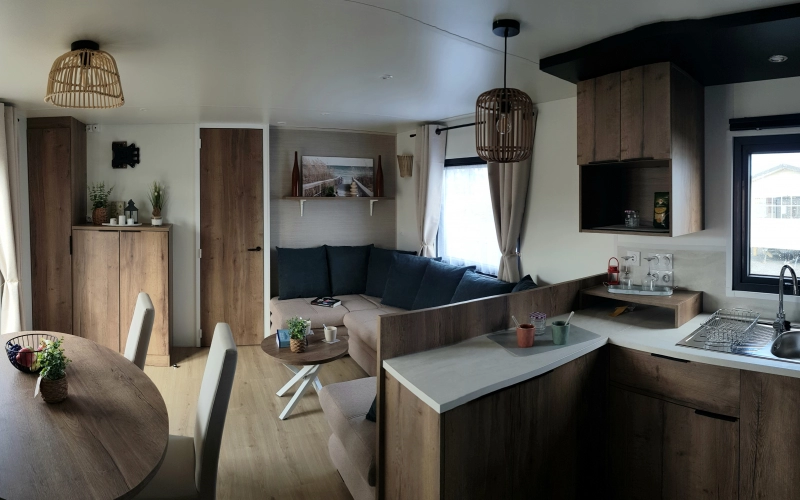 pièce de vie mobil-home en Normandie