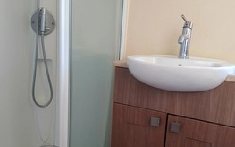 Salle de bain mobil-home en Normandie