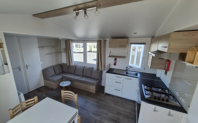 pièce de vie mobil-home en Normandie