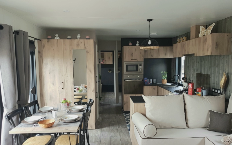 pièce de vie mobil-home en Normandie
