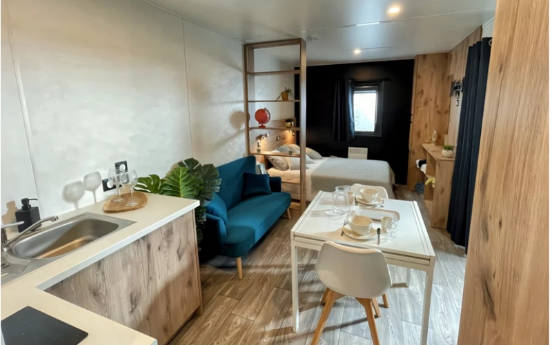 pièce de vie mobil-home en Normandie