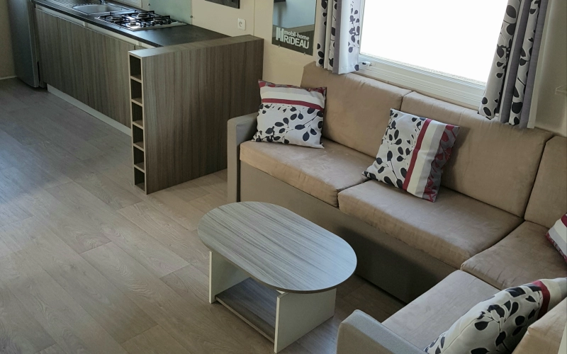 pièce de vie mobil-home en Normandie