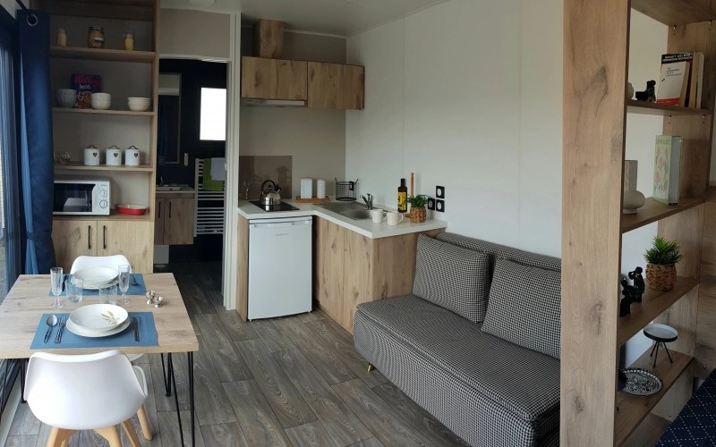 pièce de vie mobil-home en Normandie